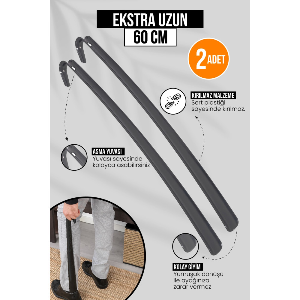 Orvila 60 Cm 2 Adet Siyah Ayakkabı Çekeceği | Sert Plastik Asılabilir Çekecek Yumuşak Kerata Uzun Deterjan ve Temizlik Ürünleri Fiyatı