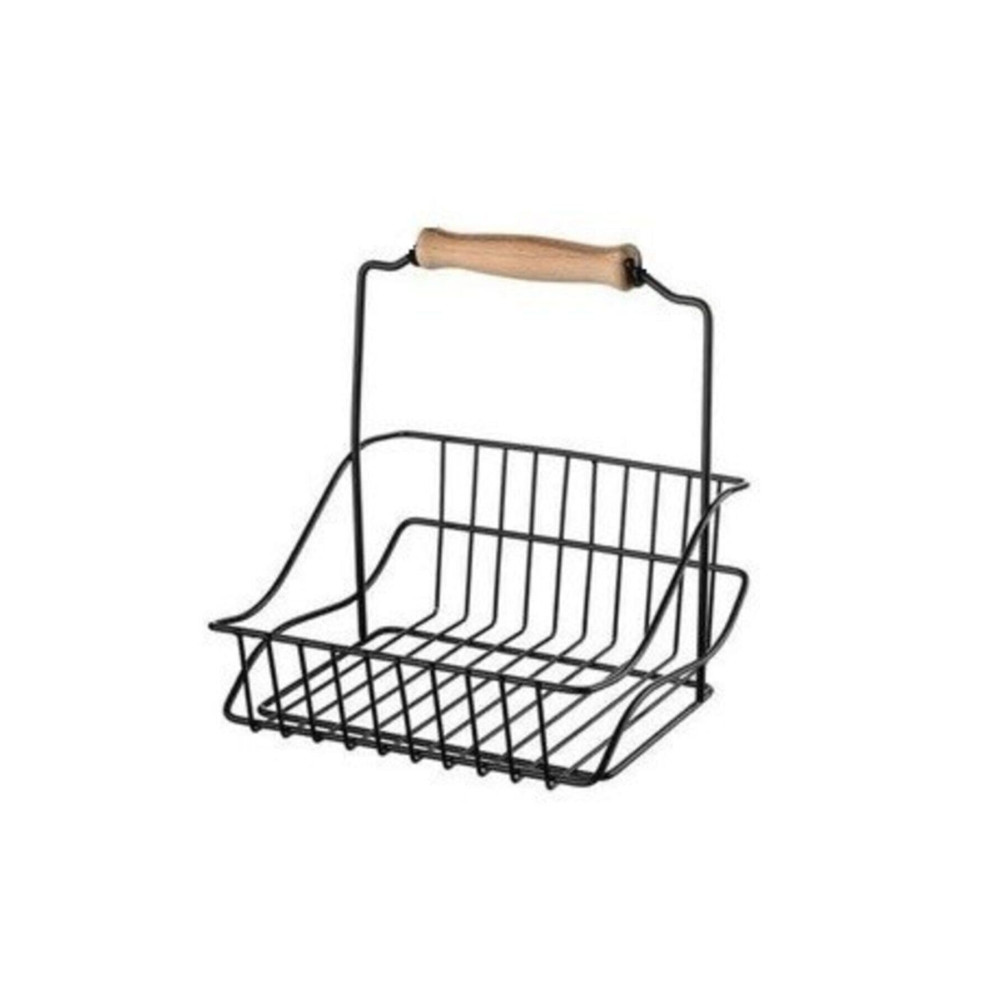 Orvila Ahşap Saplı Siyah Metal Mutfak Sepeti 20x20 Cm Sepet Fiyatı