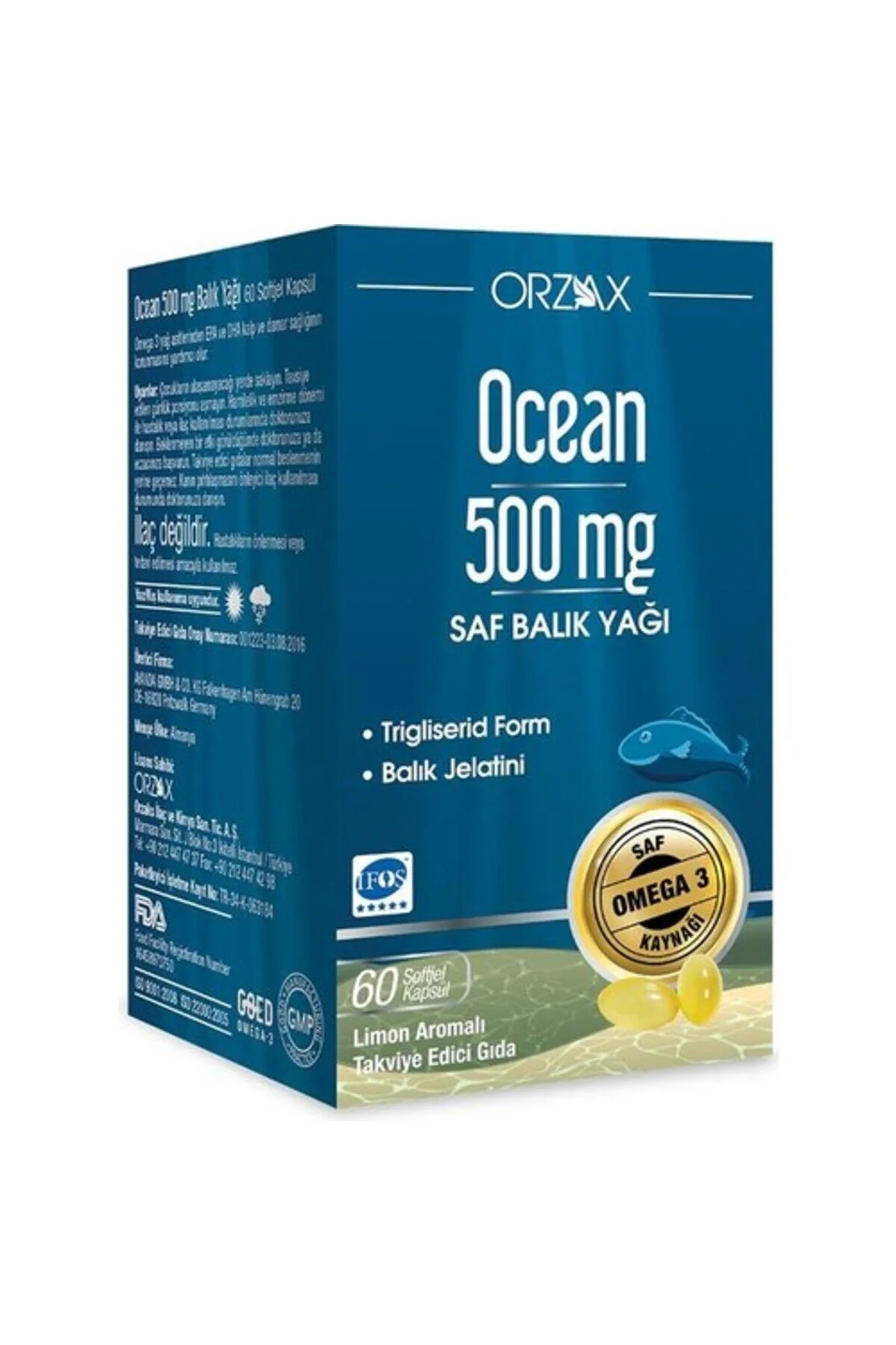 Orzax Ocean Omega 3 Balık Yağı 500 mg 60 Kapsül" Balık Yağı / Omega 3 - 6 - 9 Fiyatı