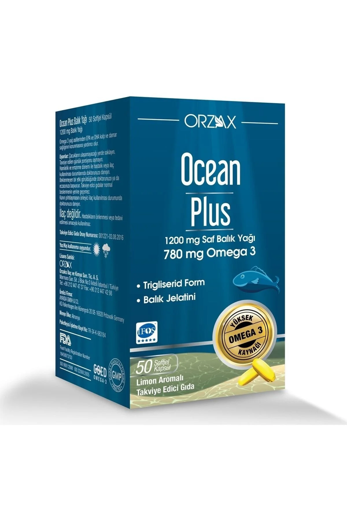 Orzax Ocean Plus 1200 Mg Omega3 Balık Yağı 50 Kapsül" Balık Yağı / Omega 3 - 6 - 9 Fiyatı