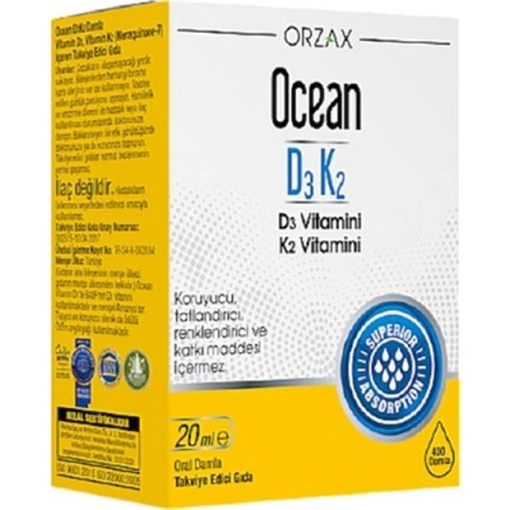 Orzax Ocean Vitamin D3k2 20 Ml Damla - 1 Amino Asit Fiyatı