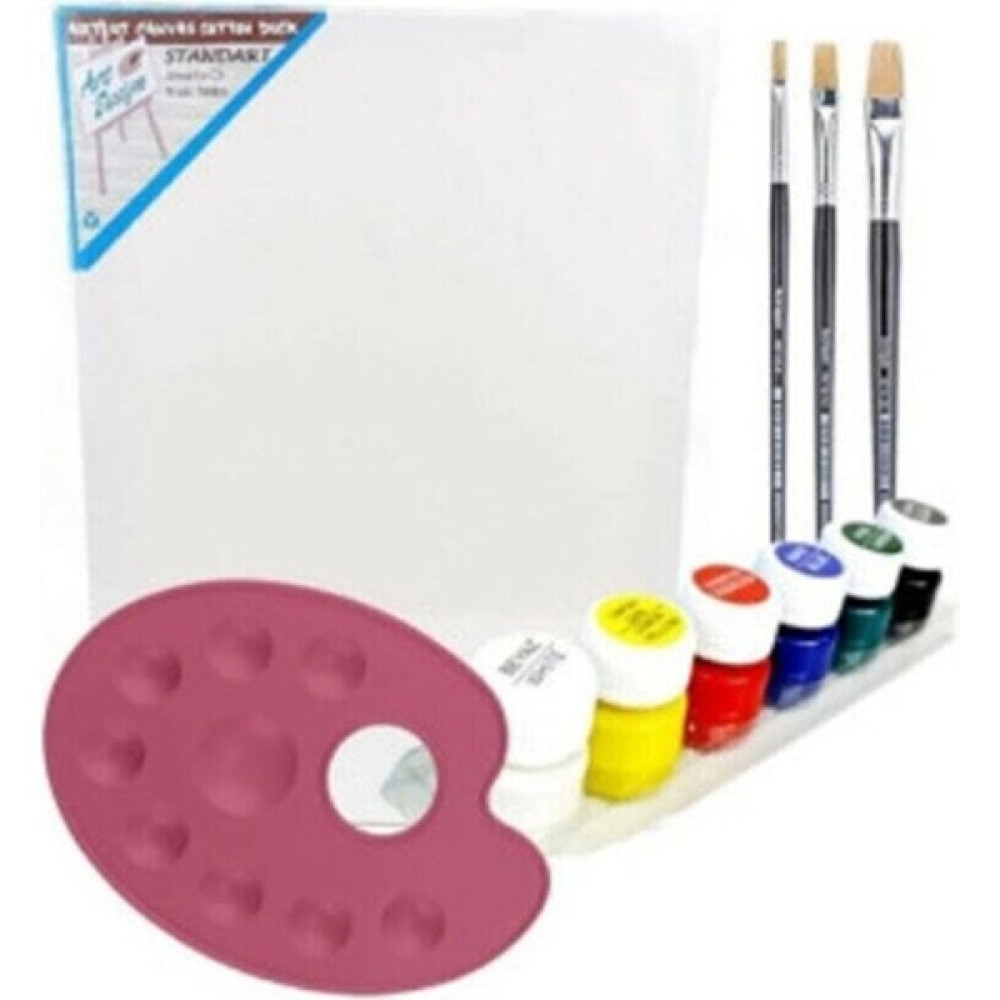 O&S 35X50 cm Resim Tuvali Boyama Başlangıç Seti - Akrilik Boya Fırça Palet Tuval Set Tuval Fiyatı
