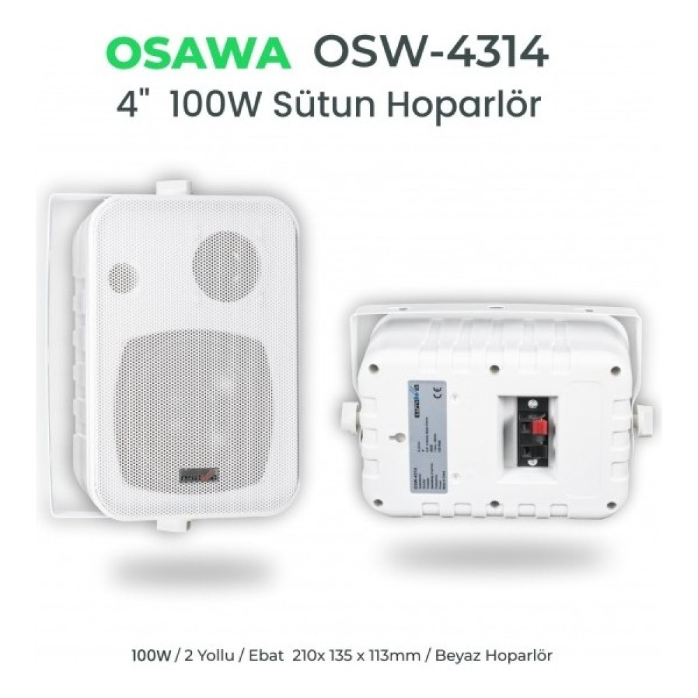Osawa Osw 4314 T Duvar Hoparlörü-Trafolu 10 cm 100 W 4 Inç Oto Hoparlörleri & SubWoofer Fiyatı