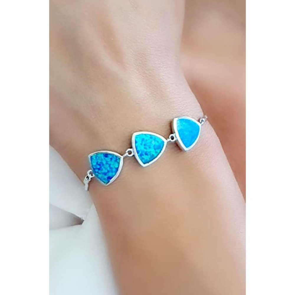 Ose Shop Italyan 925 Ayar Gümüş Opal Taşlı Ayarlanabilir Asansörlü Bileklik Saat ve Bileklik Aksesuarı Fiyatı