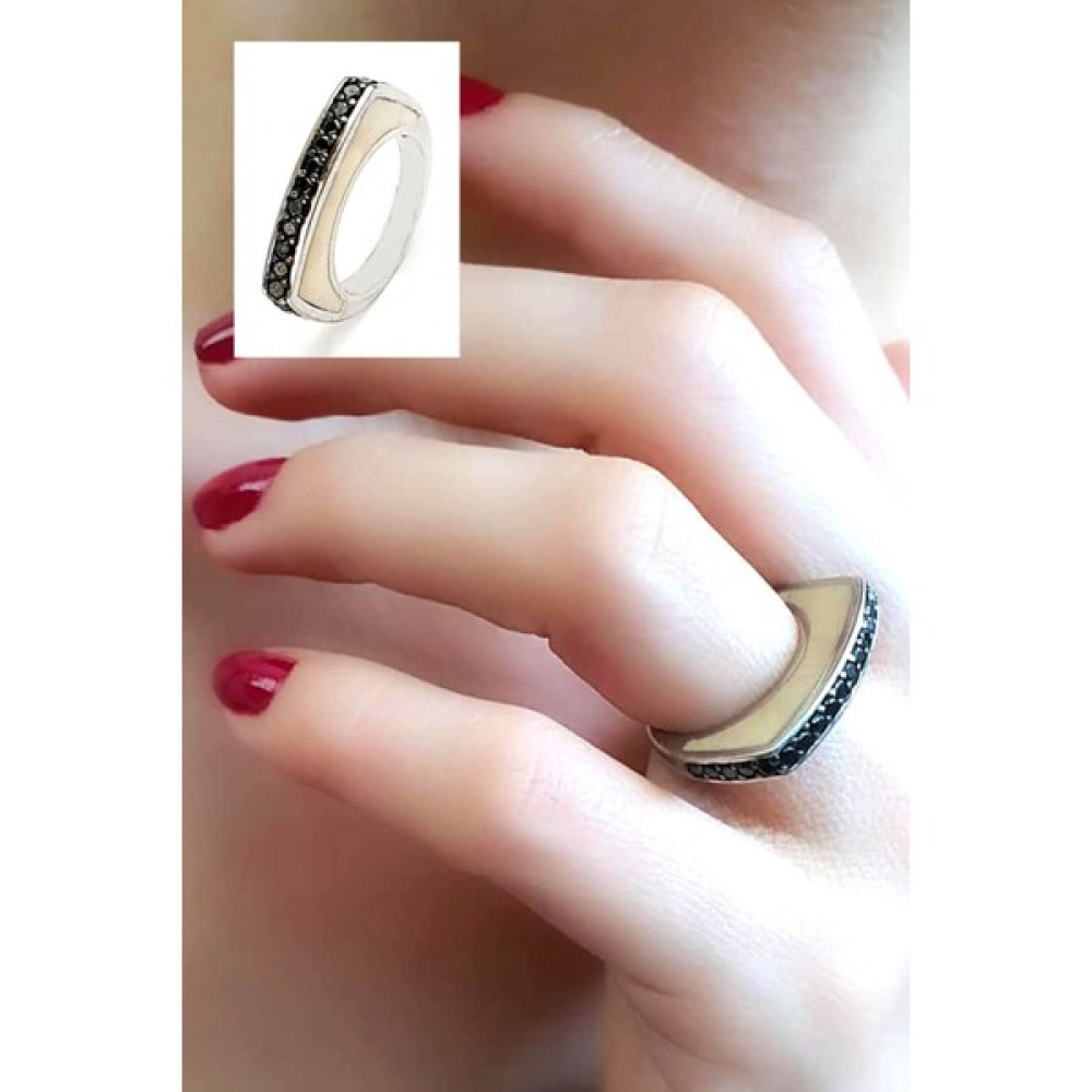 Ose Shop Oniks Taşlı 925 Ayar Gümüş Mineli Italyan Yüzük - Renkli - 0 Gümüş Yüzük Fiyatı