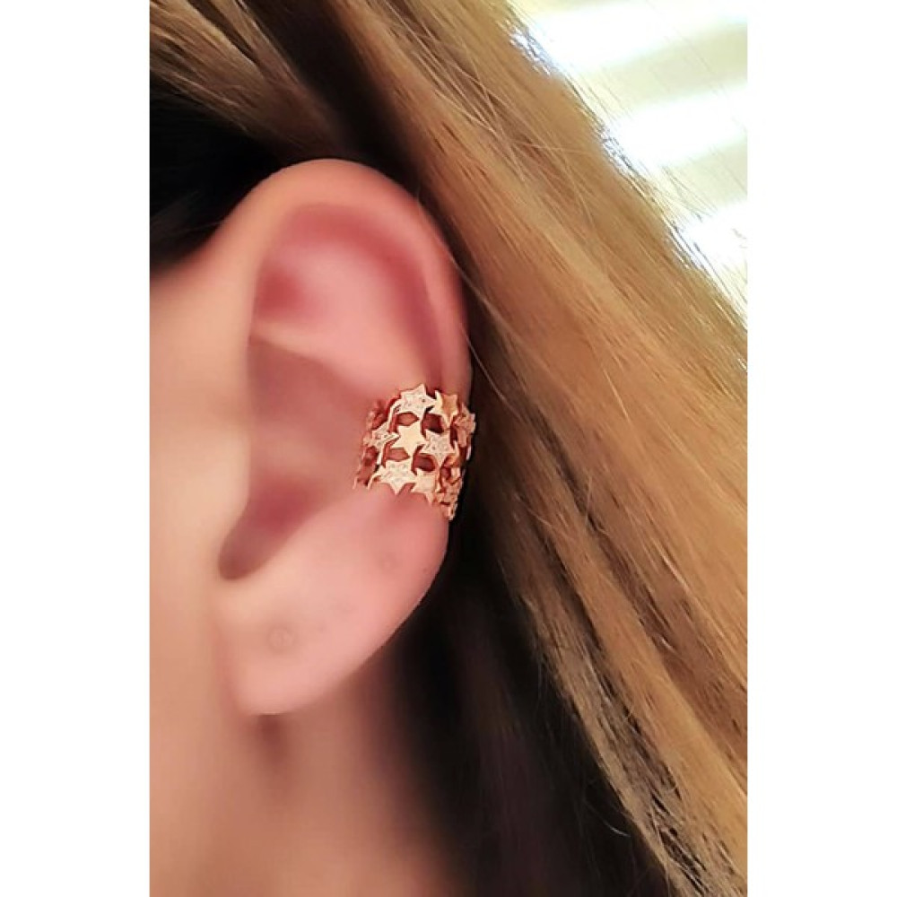 Ose Shop Yıldız Figürlü 925 Ayar Gümüş Rose Sıkıştırmalı Kıkırdak Küpesi Gümüş Küpe Fiyatı