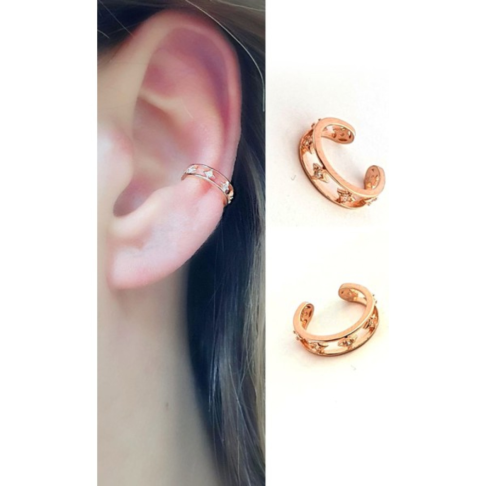 Ose Shop Zirkon Taş Detaylı 925AYAR Gümüş Rose Sıkıştırmalı Kıkırdak Küpe Gümüş Küpe Fiyatı