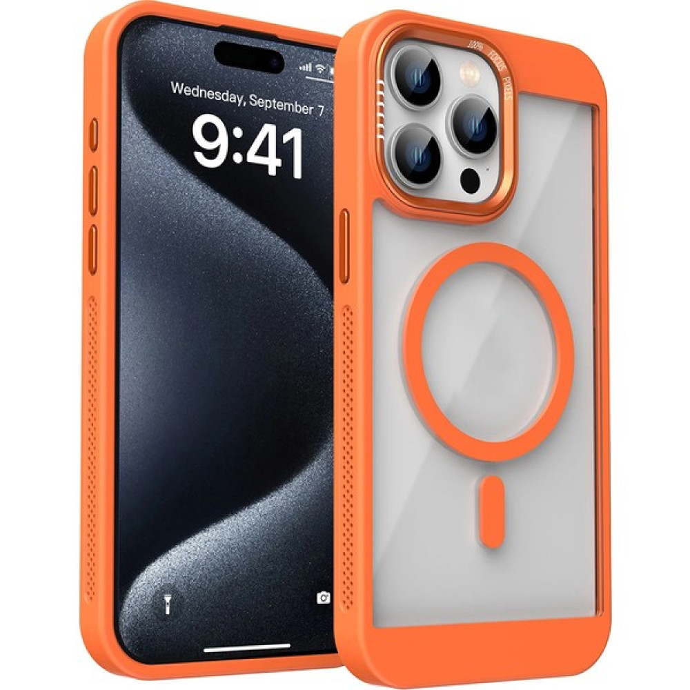 OSG iPhone 12 Pro Max Uyumlu Magsafe Destekli Kamera Koruma Çerçeveli Darbe Emici Ultra Premium Kılıf - Turuncu Cep Telefonu Kılıfı Fiyatı