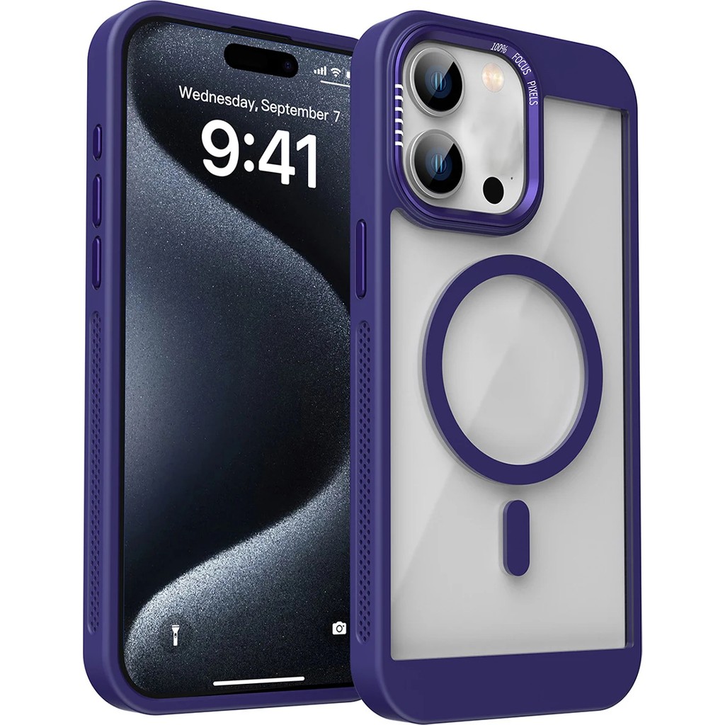 OSG iPhone 12 ve 12 Pro Uyumlu Magsafe Destekli Kamera Koruma Çerçeveli Darbe Emici Premium Kılıf - iPhone 12 / 12 Pro - Derin Mor Diğer Fiyatı