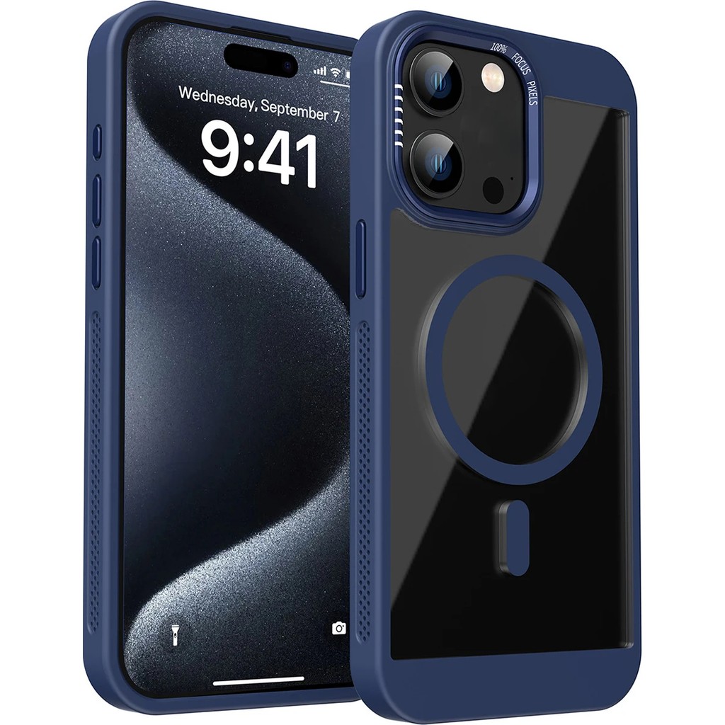 OSG iPhone 12 ve 12 Pro Uyumlu Magsafe Destekli Kamera Koruma Çerçeveli Darbe Emici Premium Kılıf - iPhone 12 / 12 Pro - Lacivert Diğer Fiyatı