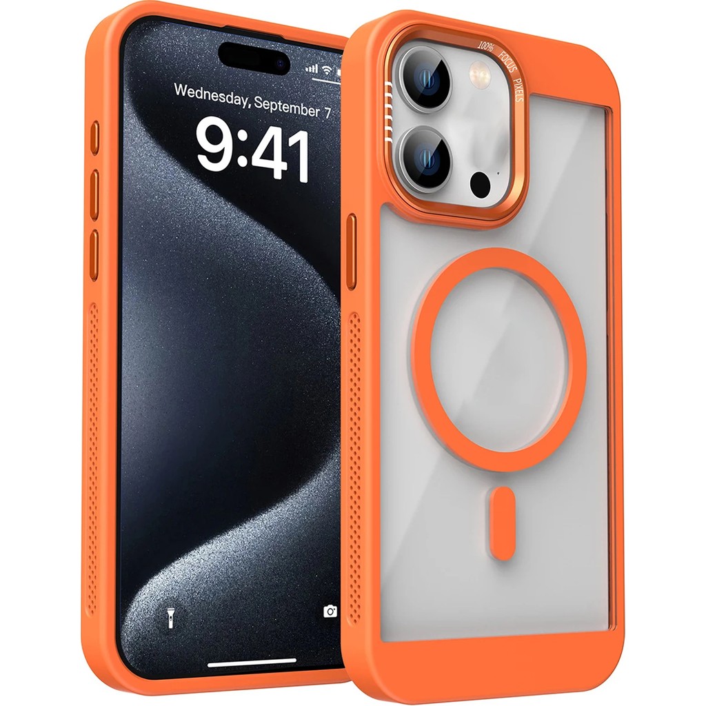 OSG iPhone 12 ve 12 Pro Uyumlu Magsafe Destekli Kamera Koruma Çerçeveli Darbe Emici Premium Kılıf - iPhone 12 / 12 Pro - Turuncu Diğer Fiyatı