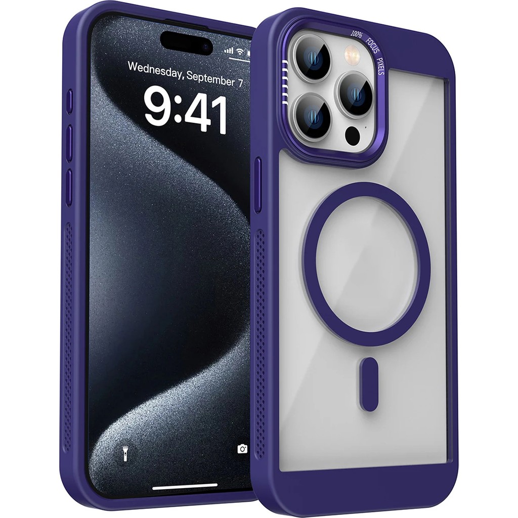 OSG iPhone 13 Pro Max Uyumlu Magsafe Destekli Kamera Koruma Çerçeveli Darbe Emici Ultra Premium Kılıf - Derin Mor Diğer Fiyatı