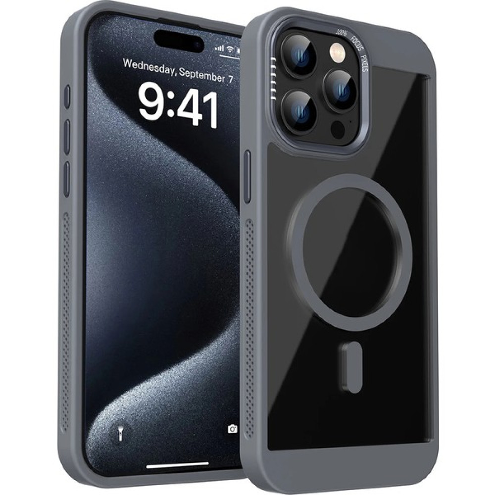 OSG iPhone 15 Pro Uyumlu Magsafe Destekli Kamera Koruma Çerçeveli Darbe Emici Ultra Premium Kılıf - Titanyum Gri Cep Telefonu Kılıfı Fiyatı