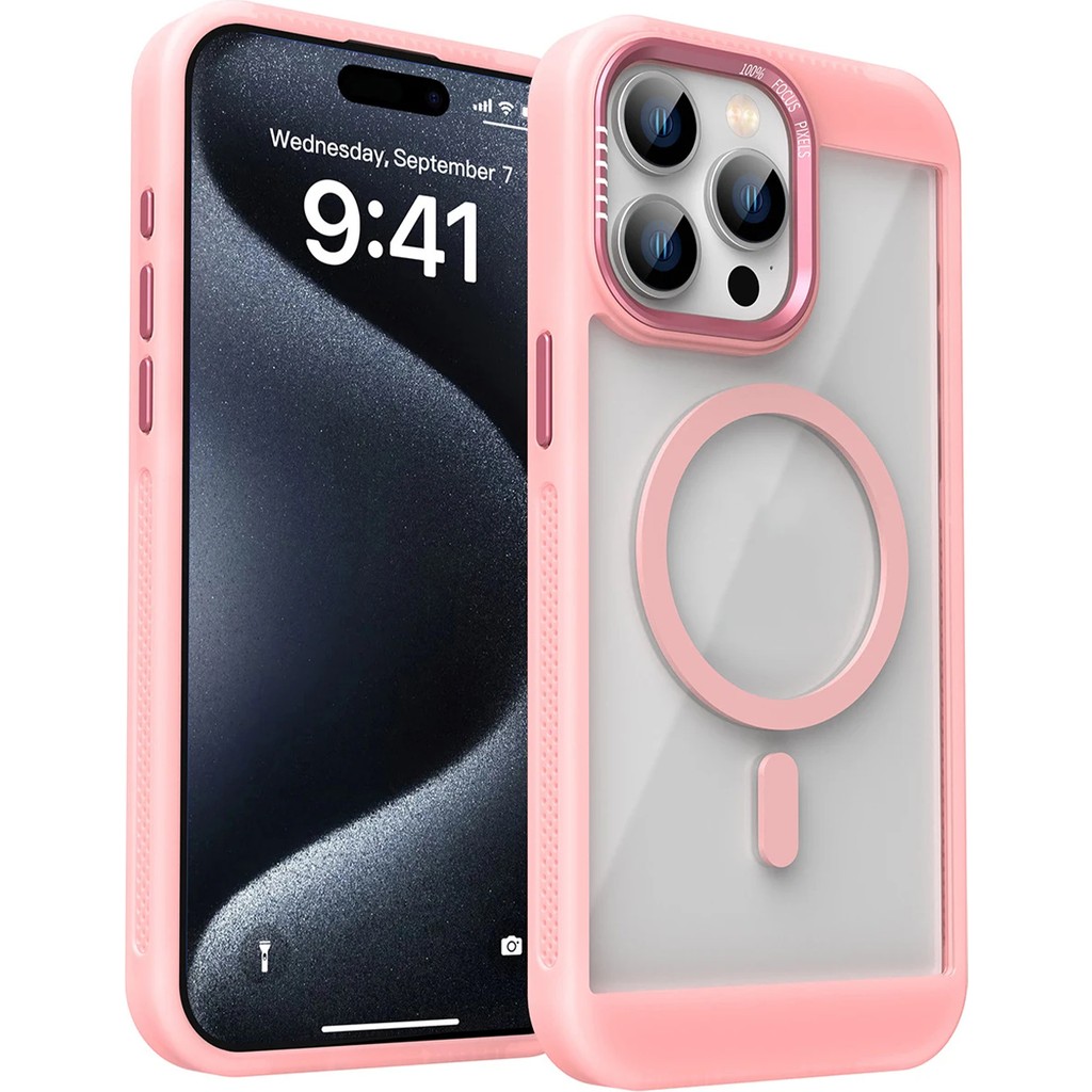 OSG iPhone 16 Pro Uyumlu Magsafe Destekli Kamera Koruma Çerçeveli Darbe Emici Ultra Premium Kılıf - Pembe Diğer Fiyatı