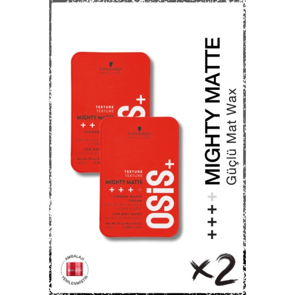 Osis Mighty Matte Güçlü Tutucu Mat Wax 100ML x 2 Adet | Orta Tutuş Güçlü Doku Mat Bitişli Wax Krem - Renkli Saç Şekillendirici Krem Fiyatı