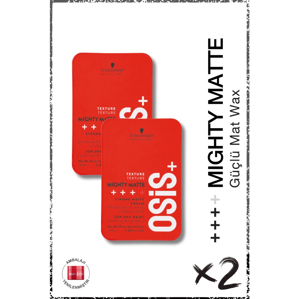 Osis Mighty Matte Güçlü Tutucu Mat Wax 100ML x 2 Adet | Orta Tutuş Güçlü Doku Mat Bitişli Wax Krem - Renkli Diğer Fiyatı