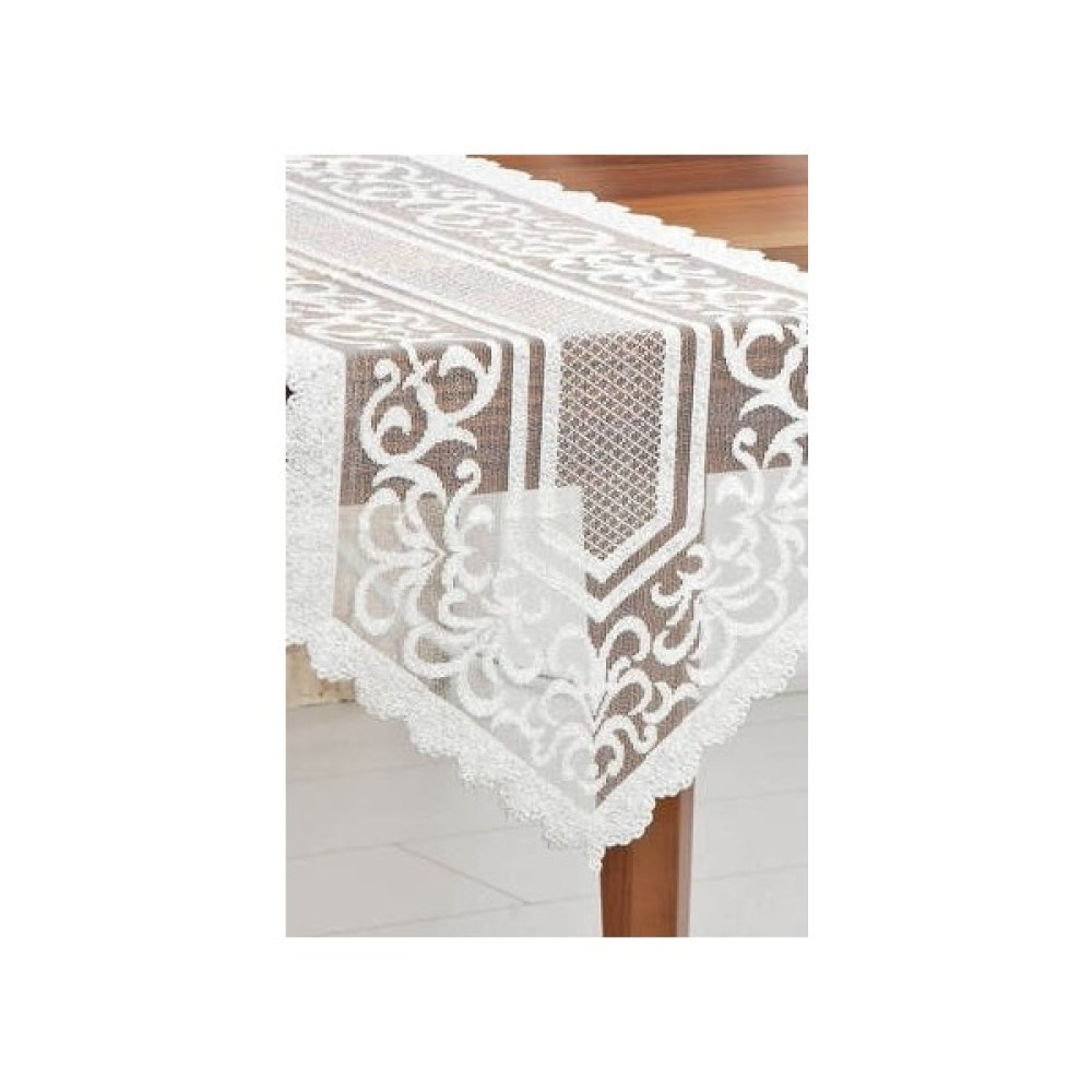 Osmanlı Desene Örme Runner Örtüsü 40X140 - 40 x 140 cm - Krem Masa Örtüsü Fiyatı