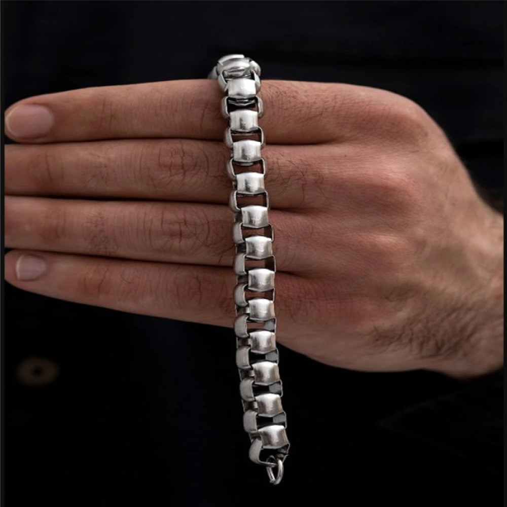 Osmanlı Gümüş Erkek Bileklik - Erkek Çelik Bileklik - Kalın Polo Model Erkek Çelik Bileklik - 21cm Saat ve Bileklik Aksesuarı Fiyatı
