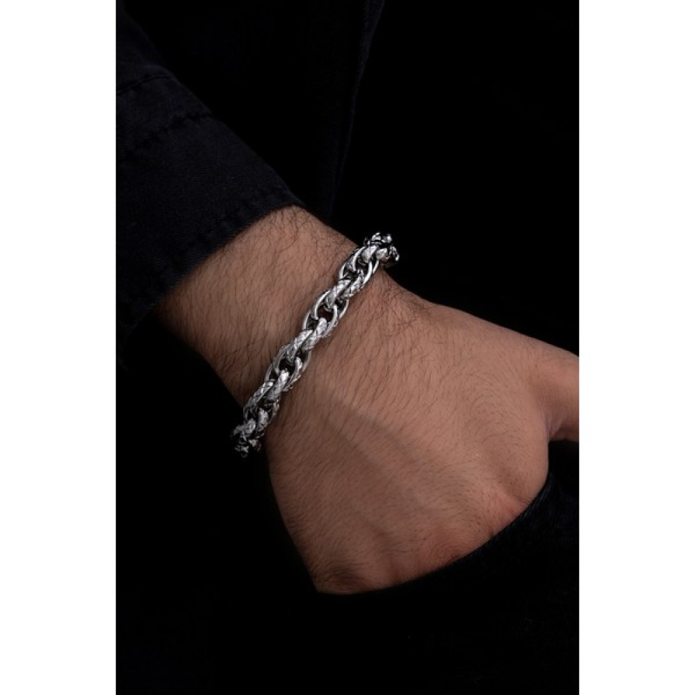 Osmanlı Gümüş Erkek Çelik Bileklik - Sarmal Model Çelik Bileklik - Beyaz Saat ve Bileklik Aksesuarı Fiyatı