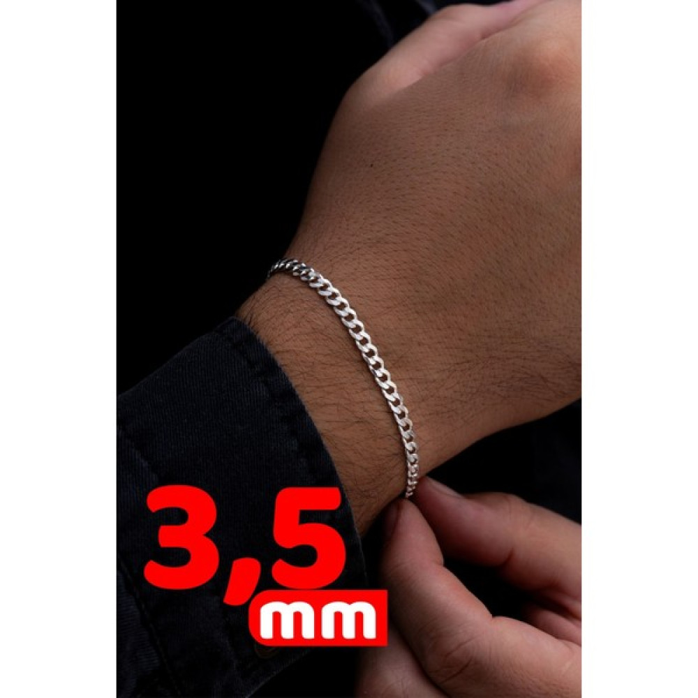 Osmanlı Gümüş Erkek Gümüş Bileklik - 3.5 mm Gümüş Gurmet Model Erkek Bileklik - 21 cm Saat ve Bileklik Aksesuarı Fiyatı