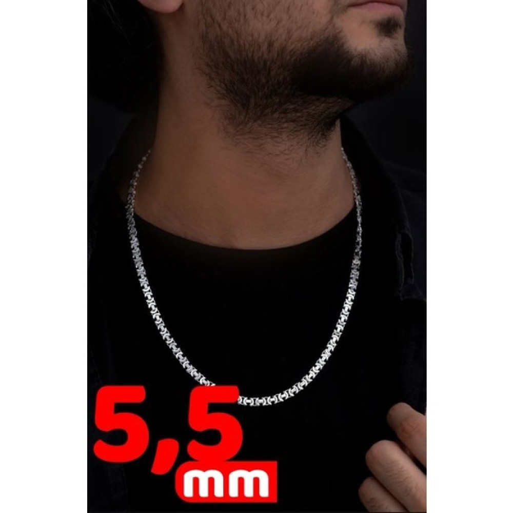 Osmanlı Gümüş Erkek Gümüş Kolye - 5.5 mm Euro Kral Erkek Gümüş Kolye Zincir Parlak Model - 70 cm Gümüş Kolye Fiyatı