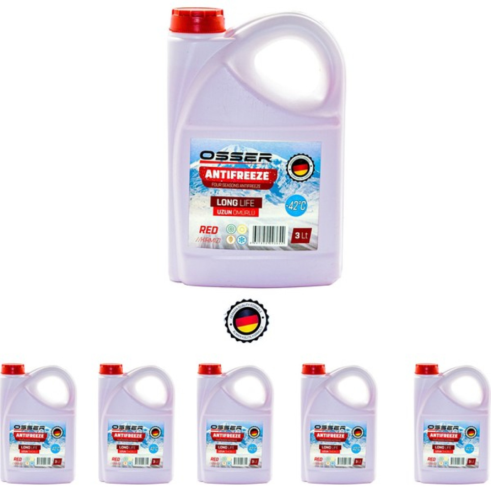 OSSER Antifriz 3 LT Kırmızı -42 Derece 6'Lı Avantaj Paket (Üretim Yılı 2024) Oto Boyaları Fiyatı