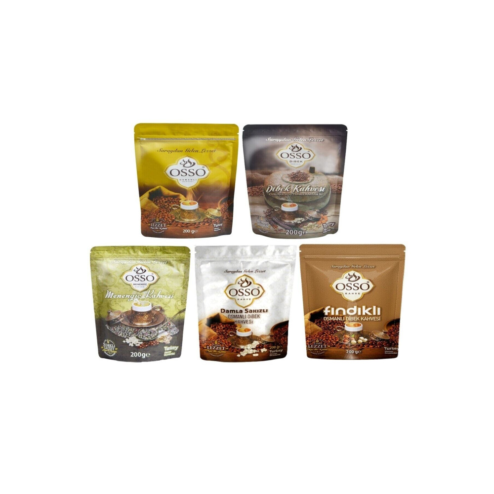 OSSO KAHVE OSSO 5li Set Osmanlı Kahvesi + Dibek Kahve + Menengiç Kahve+Damla Sakızlı Dibek + Fındıklı Osmanlı Geleneksel İçecekler Fiyatı
