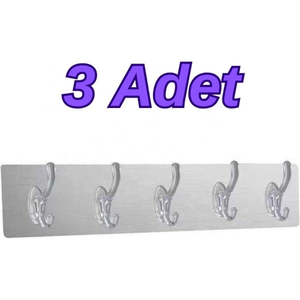 Osteti 3 Adet 5'li Banyo Mutfak Dolap Duvar Askısı (Kendinden Yapışkanlı) - Şeffaf - 6.5 cm x 30 cm Banyo Askılık Fiyatı