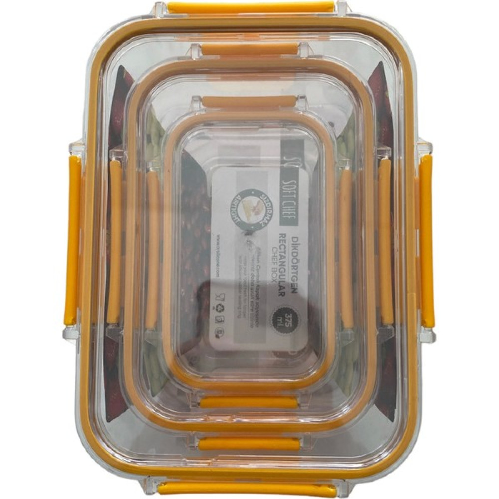 Osteti 3'lü Set Dikdörtgen Kilitli Saklama Kabı- 1700 Ml- 900 ml - 375 ml - Kırmızı Oto Boyaları Fiyatı