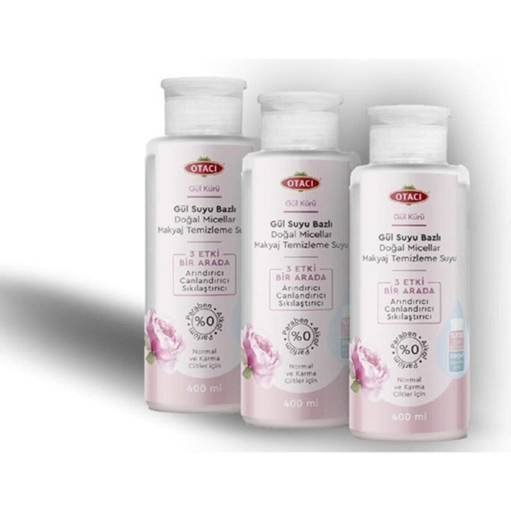 Otacı Gül Kürü Gül Suyu Bazlı Doğal Micellar Makyaj Temizleme Suyu 400 ml ( 3 Adet ) PRA-378045 Makyaj Temizleyicileri Fiyatı