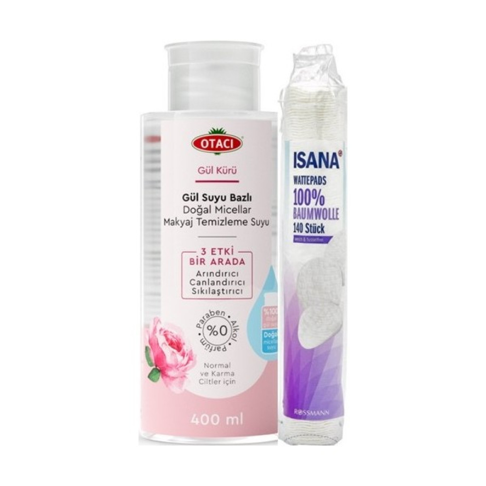 Otacı Gül Kürü Gül Suyu Bazlı Doğal Micellar Makyaj Temizleme Suyu 400 ml + Isanamakyaj Temizleme Pamuğu Makyaj Temizleyicileri Fiyatı