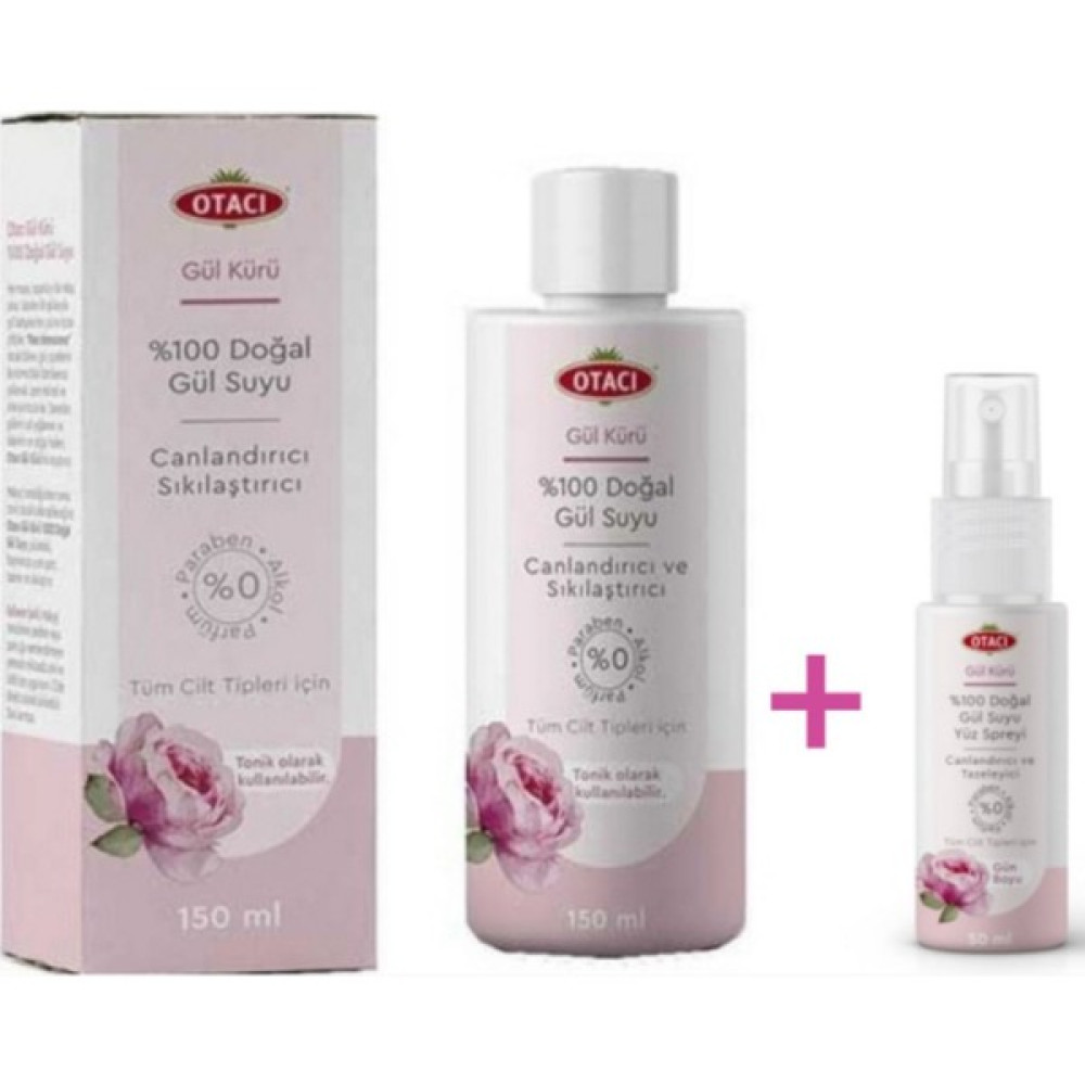 Otacı Gül Kürü Gülsuyu 150 ml + Gül Suyu Spreyi 50 ml Cilt Temizleme ve Peeling Fiyatı