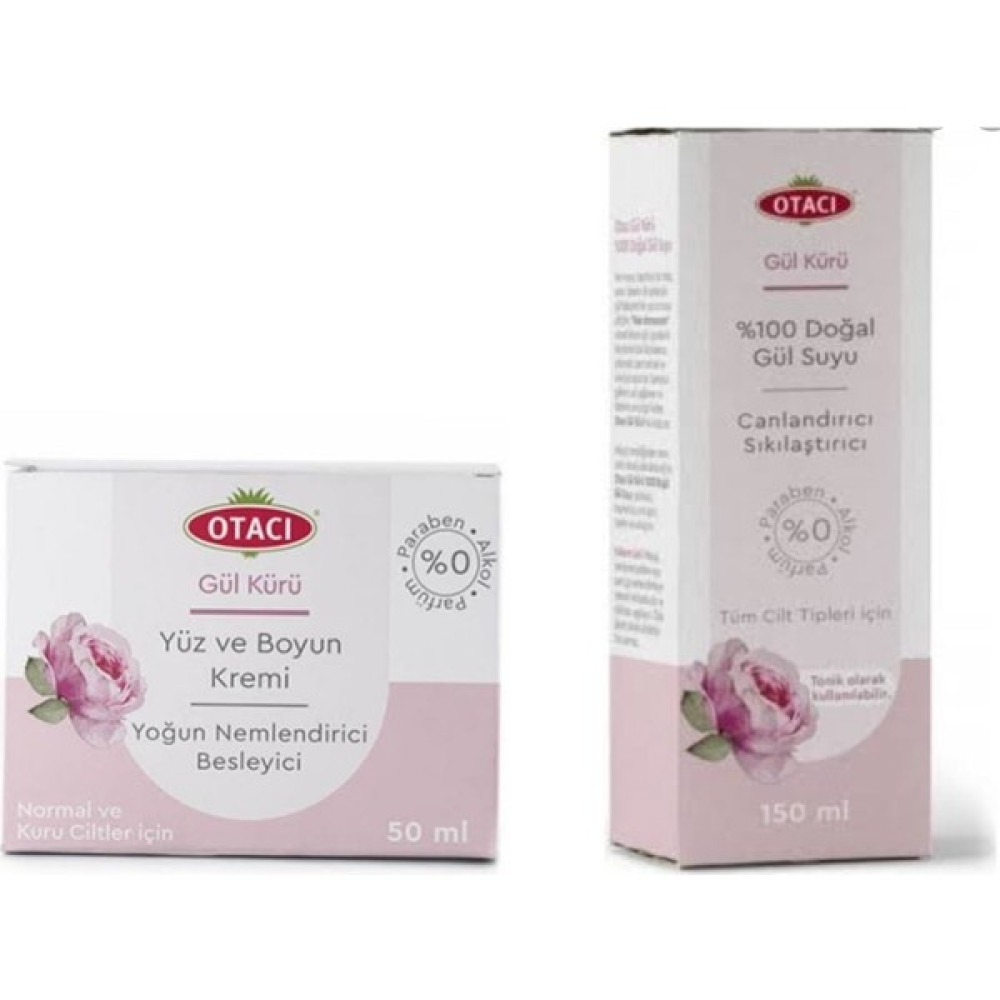 Otacı Gül Kürü Yüz ve Boyun Kremi 50 ml + Otacı %100 Doğal Gül Suyu 150 ml Nemlendiriciler Fiyatı