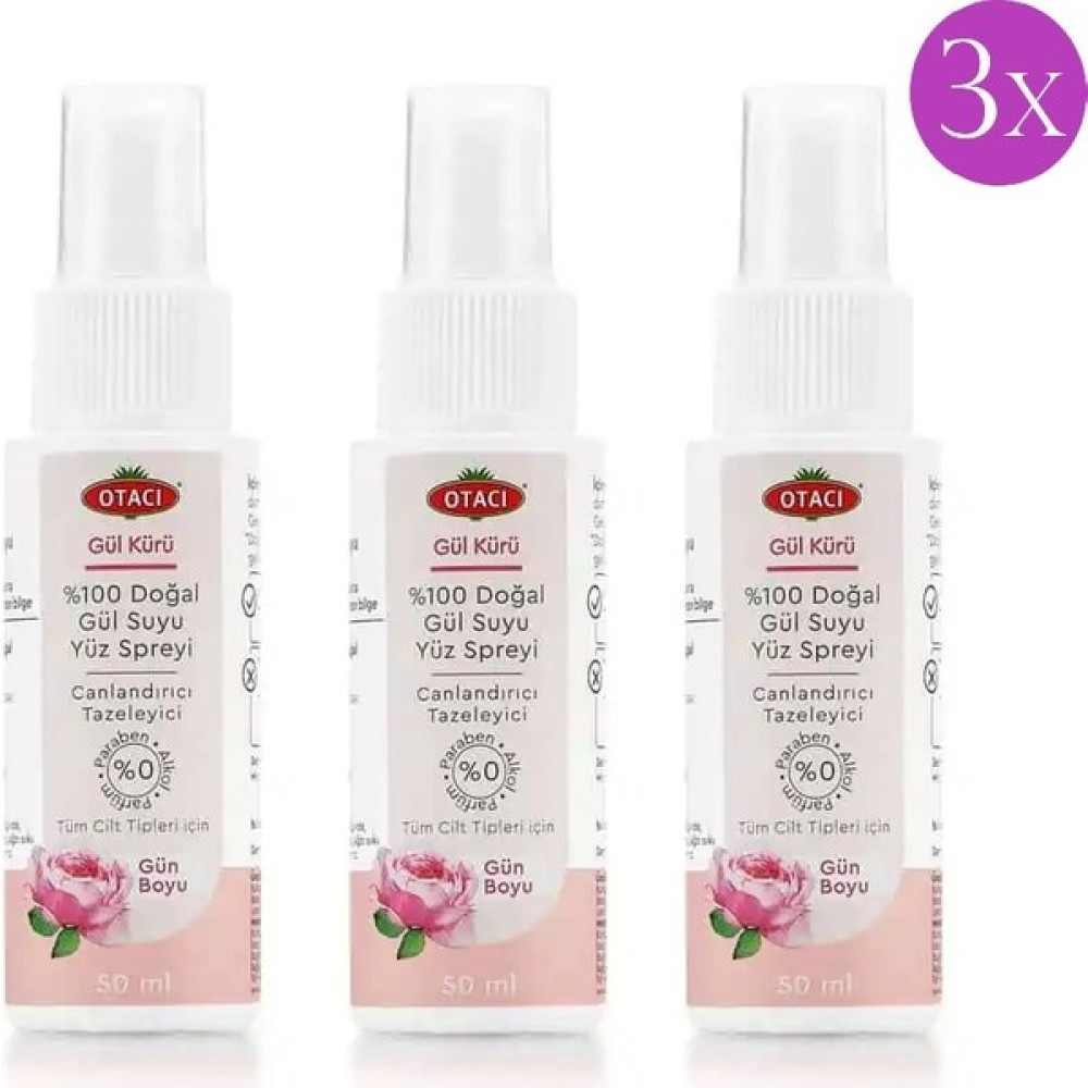 Otacı Naturel Gül Suyu Sprey 3'lü Set x 50 ml Cilt Temizleme ve Peeling Fiyatı