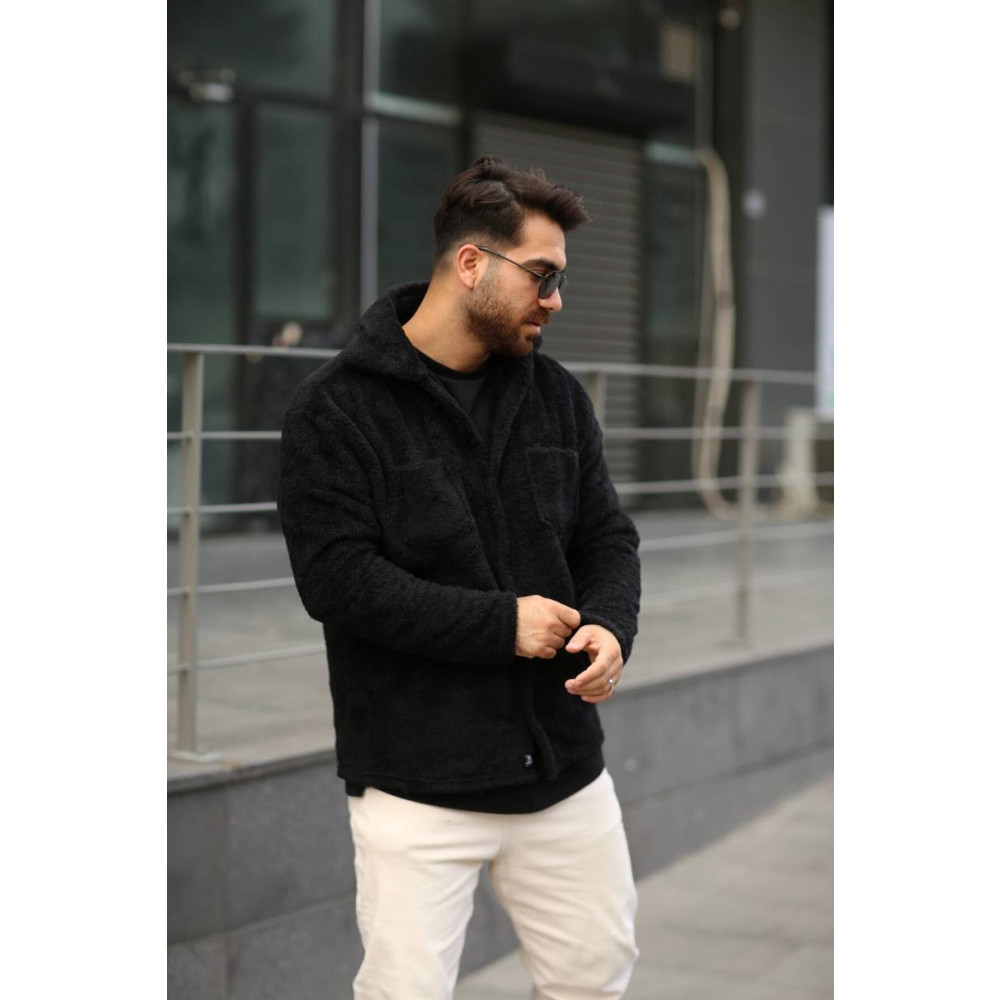 OTAKU Unisex Siyah Peluş Polar Hırka L Beden Kadın Hırka Fiyatı