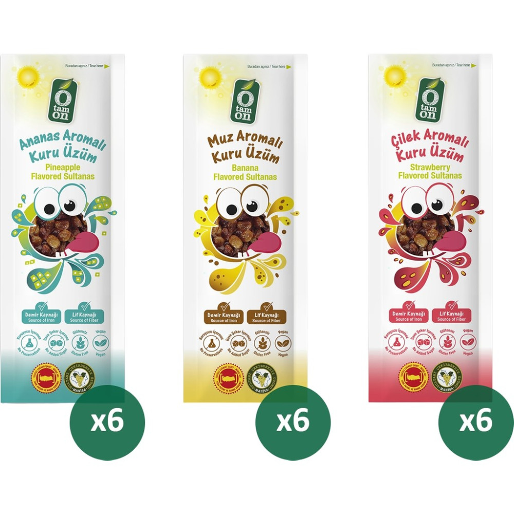 Otamon Aromalı Üzüm Seti 18X30G (Ananas, Muz ve Çilek Aromalı) - 540 gr Kuru Meyve Fiyatı