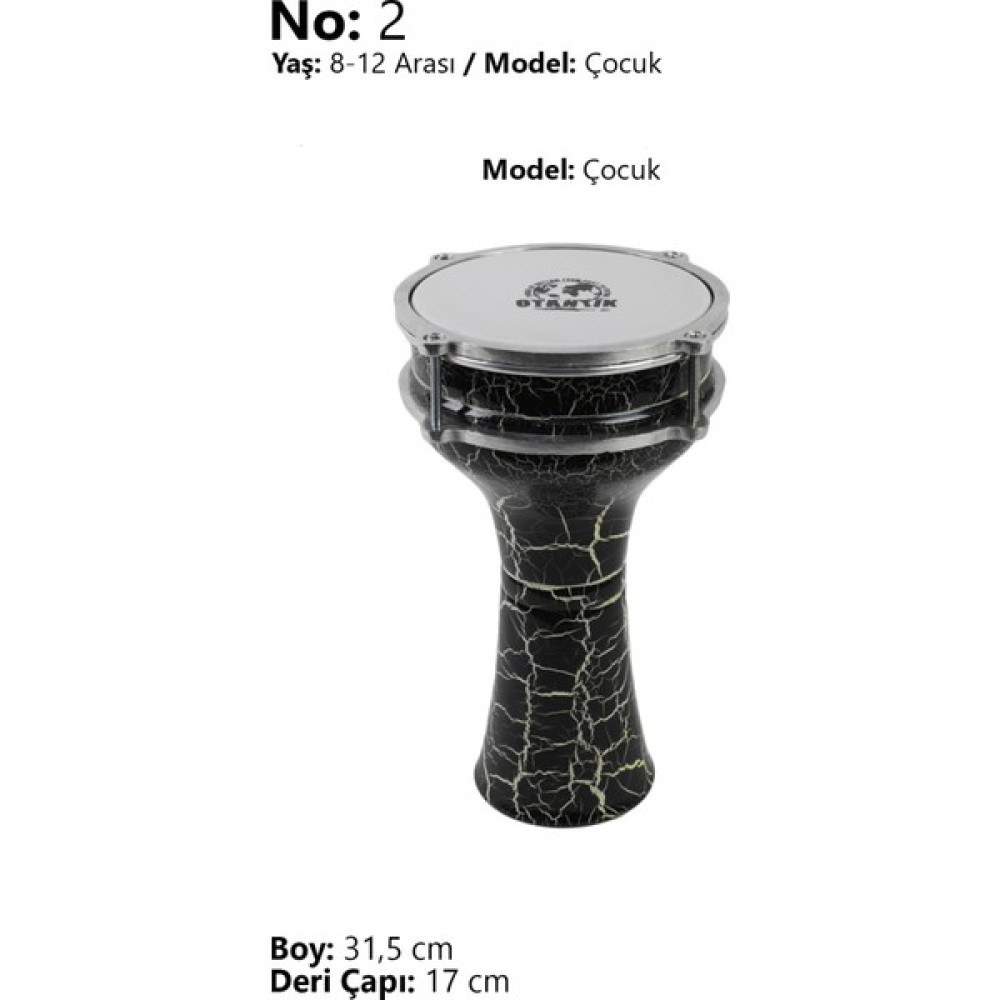 Otantik Müzik Beyaz Çatlak Desenli Darbuka No 2 (Drum, Doumbek, Perküsyon) HZR142S Vurmalı Çalgılar Fiyatı