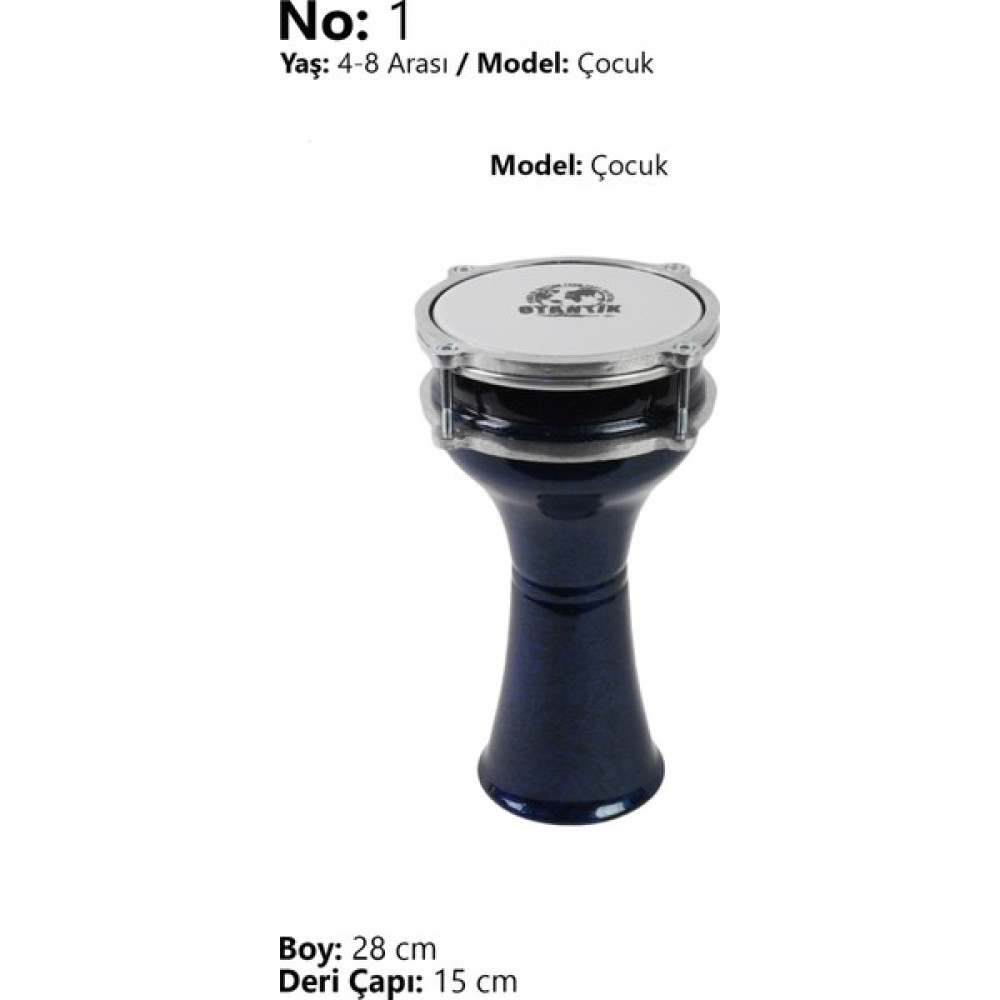 Otantik Müzik Mavi Kırçıllı Desenli Darbuka No 1 (Drum, Doumbek, Perküsyon) Vurmalı Çalgılar Fiyatı