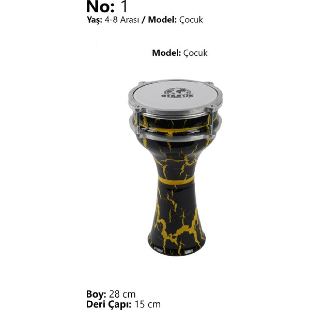 Otantik Müzik Sarı Çatlak Desenli Darbuka No 1 (Drum, Doumbek, Perküsyon) Vurmalı Çalgılar Fiyatı