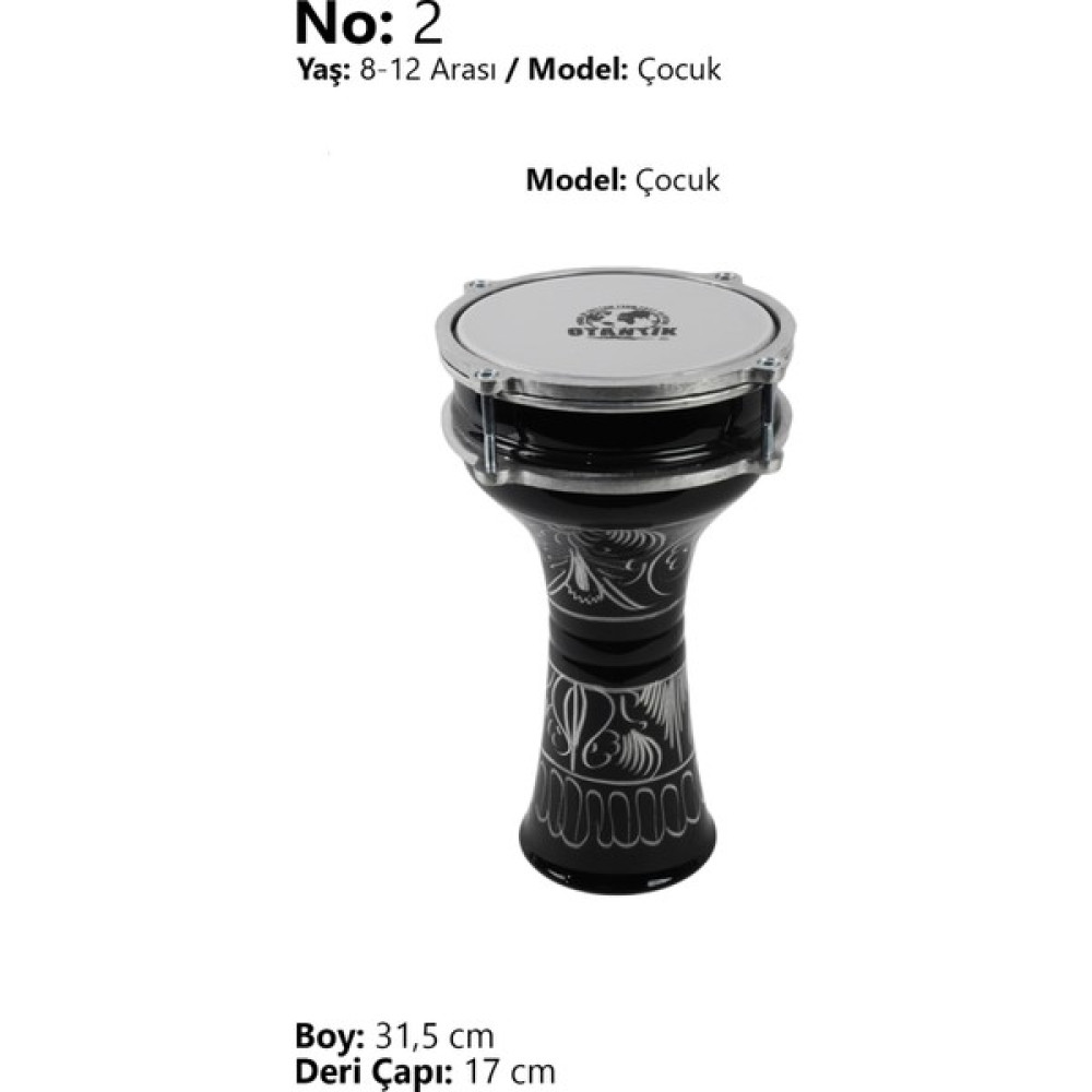 Otantik Müzik Siyah Erzincan Işleme Darbuka No 2 (Drum,doumbek,perküsyon) Vurmalı Çalgılar Fiyatı