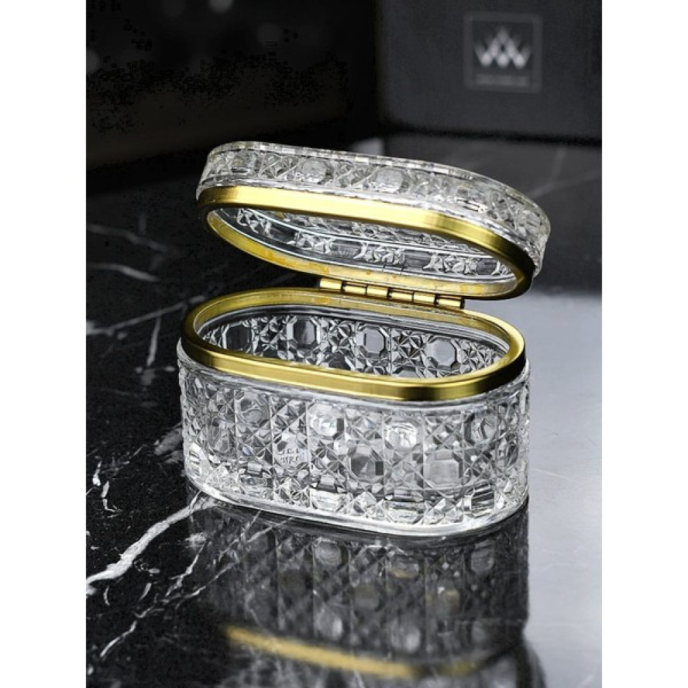 OtantiQa Gold Detaylı Cam Kapaklı Hasır Desen Lüks Takı Mücevher Kutusu Eşya Saklama Kutusu Fiyatı