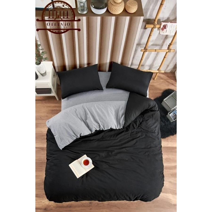 Otelvıo Tek Kişilik Nevresim Takımı Lastikli Çarşaf ve 1 Adet Yastık Kılıflı Takım - Siyah - Antrasit - 160 x 220 cm Nevresim Takımı Fiyatı