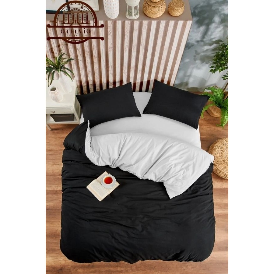 Otelvıo Tek Kişilik Nevresim Takımı Lastikli Çarşaf ve 1 Adet Yastık Kılıflı Takım - Siyah - Gri - 160 x 220 cm Nevresim Takımı Fiyatı