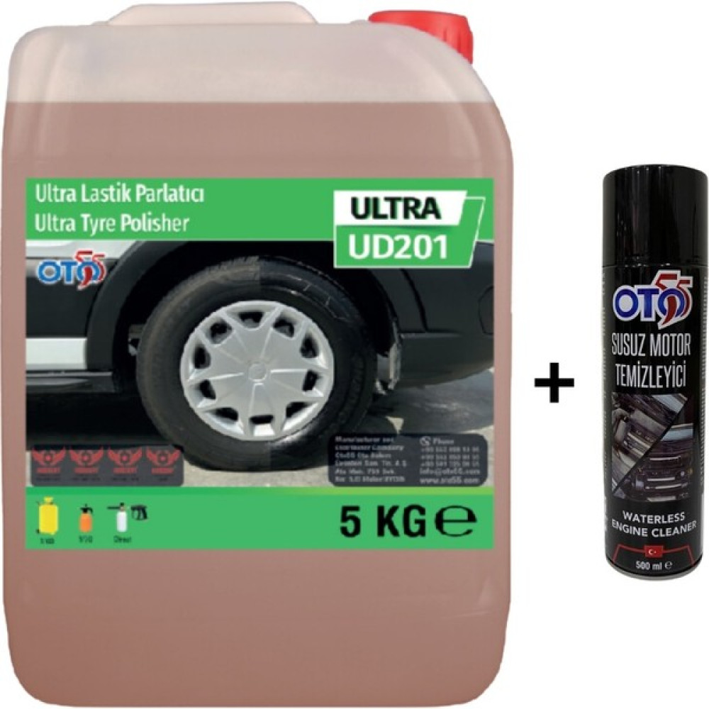 Oto 55 OTO55 5 kg 1/1 Konsantre Vişne Kokulu Lastik Parlatıcı + 500 ml Susuz Motor Temizleme Spreyi Lstksuszmtr - 08 Kırmızı Lastikler Fiyatı