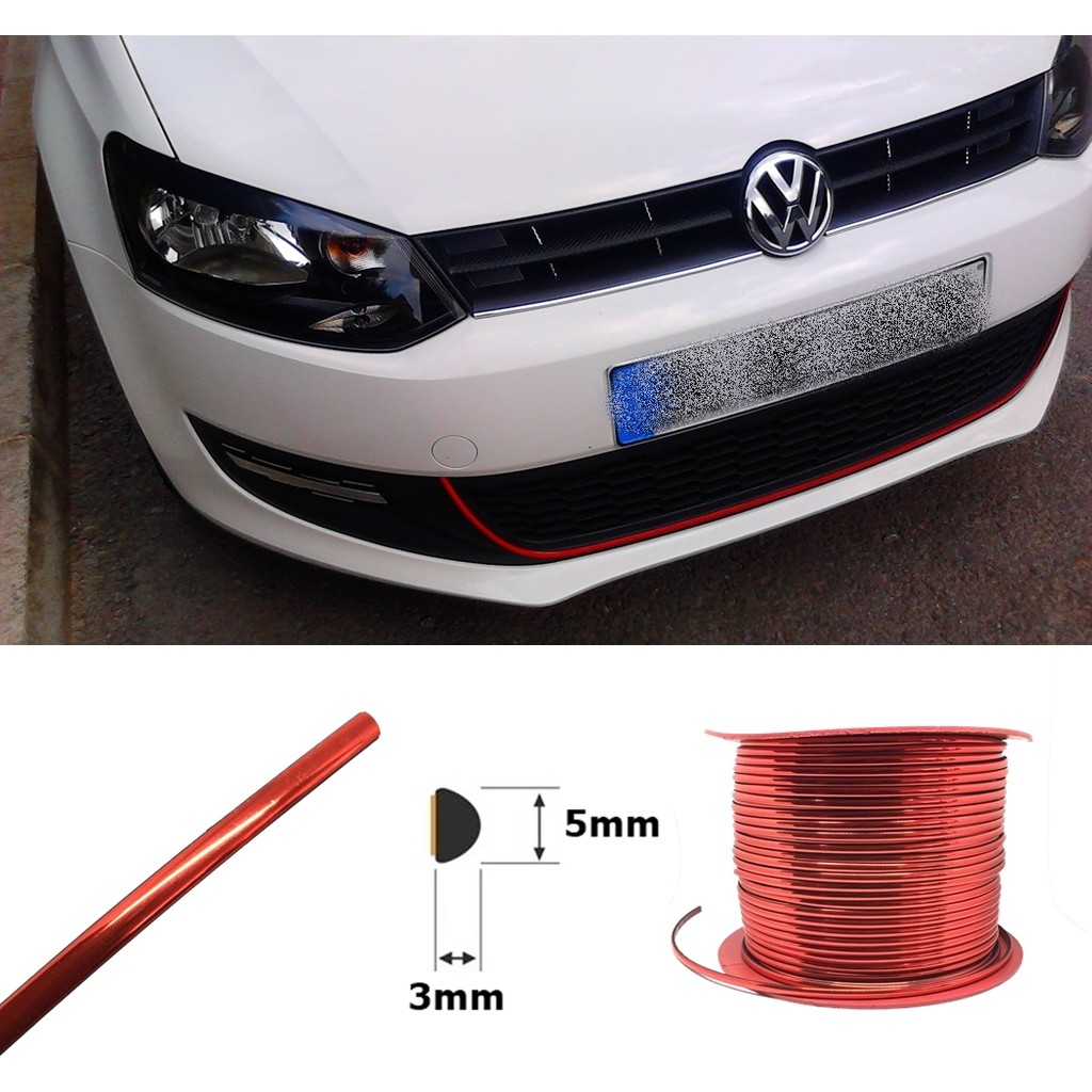 Oto Aksesuarcım Yapışkanlı Nikelaj Şerit Çıta Bant Parlak Kırmızı 5mm 3 Metre Araba & Motorsiklet Aksesuarı Fiyatı