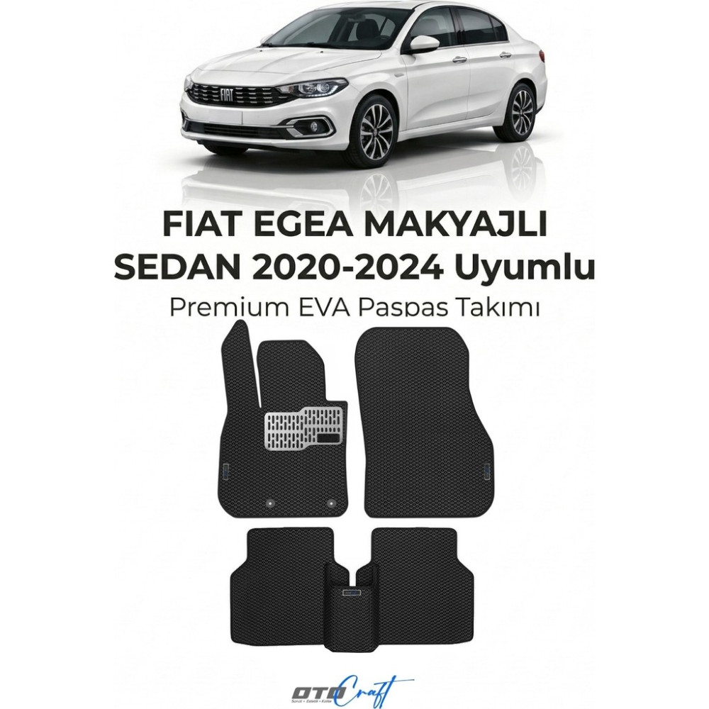 Otocraft Fiat Egea Makyajli Sedan (2020-2024) Araca Özel 3D Havuzlu Eva Oto Paspas Full Set 5 Parça - Siyah Oto Paspas Fiyatı