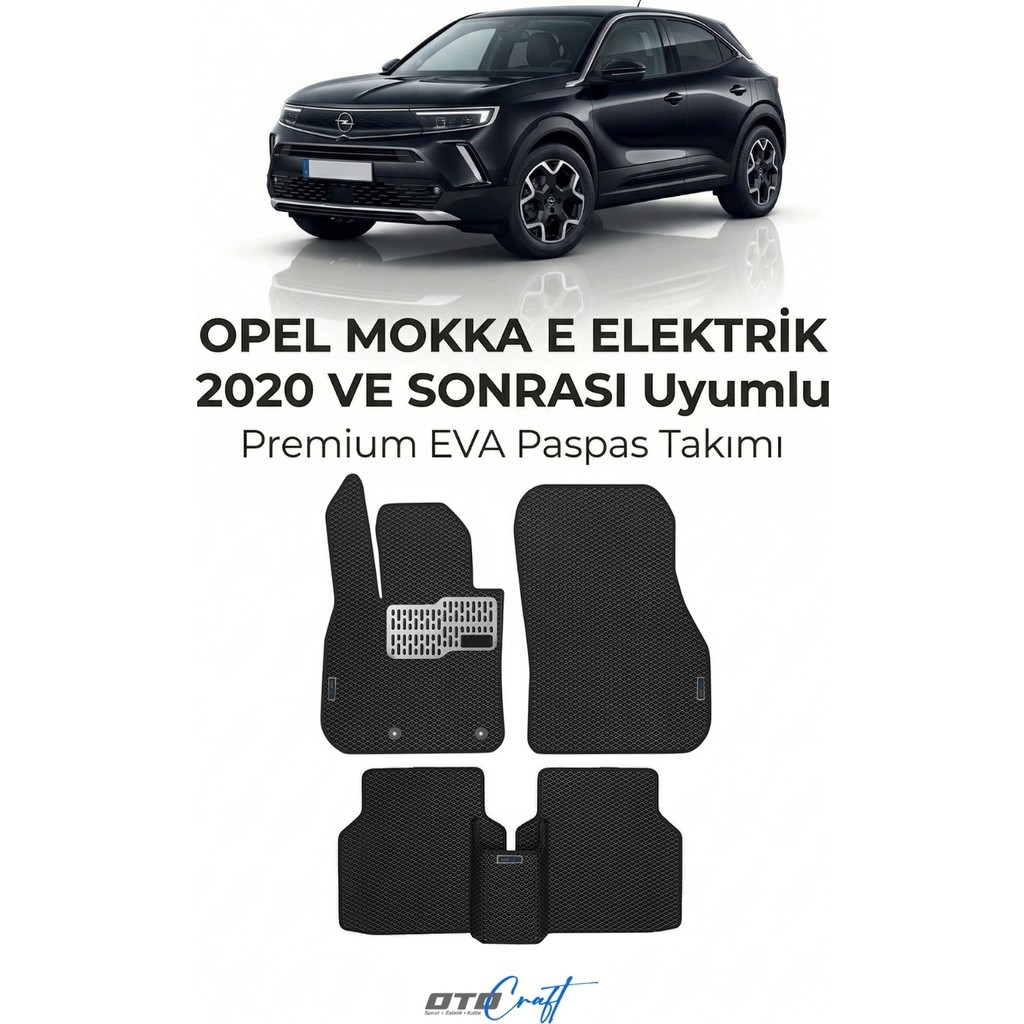 Otocraft Opel Mokka E Elektrik (2020 ve Sonrası) Araca Özel 3D Havuzlu Eva Oto Paspas Full Set 5 Parça - Siyah Araca Özel Paspaslar Fiyatı
