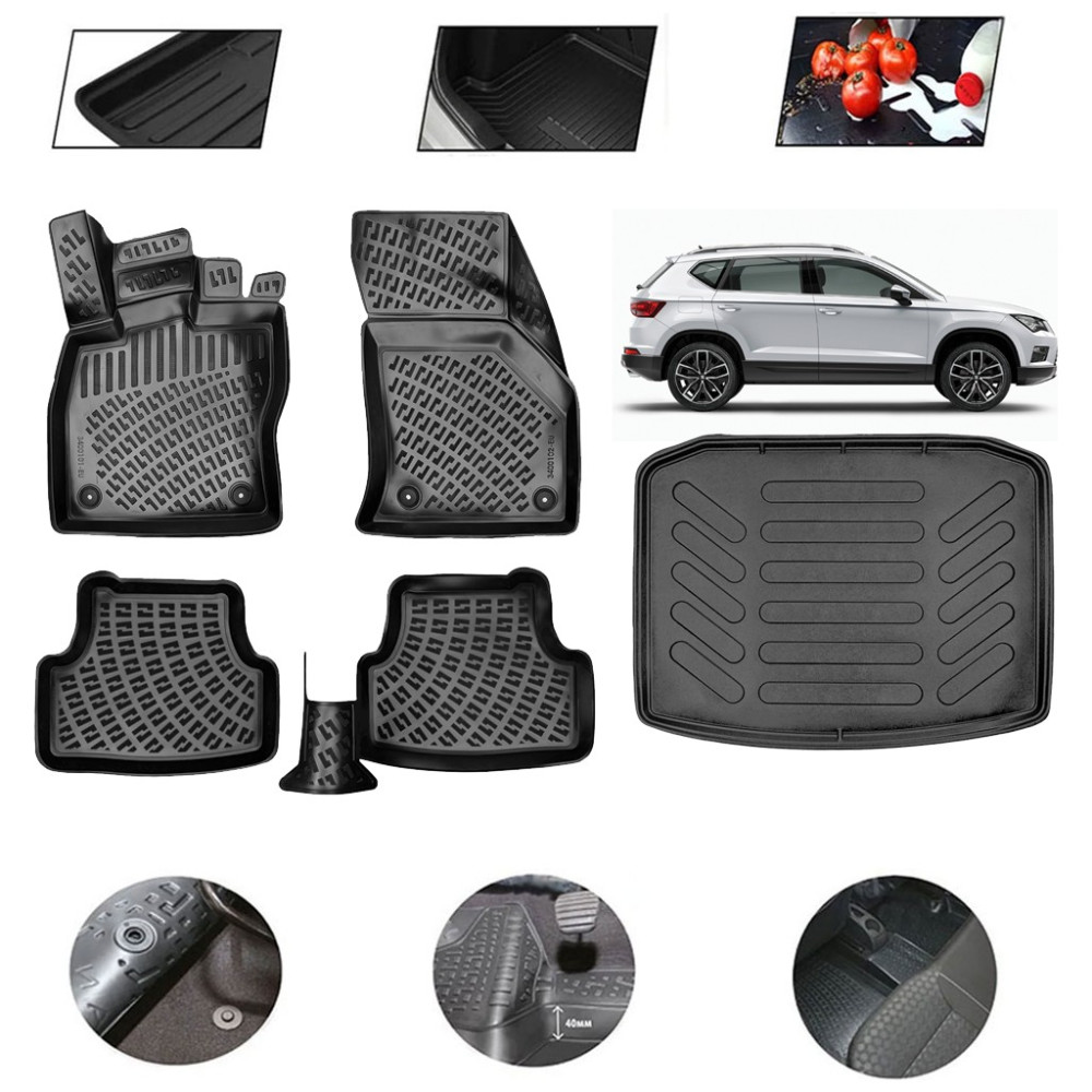 OtoLine Seat Ateca 2025 Model 4d Bagaj Paspas Set - Gri - Siyah Oto Paspas Fiyatı