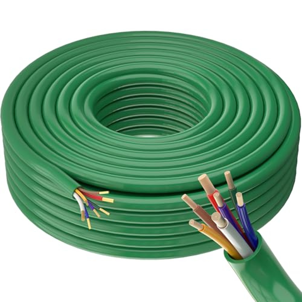 OTOMO Heavy Duty 30FT 7 Way Blade Round Conductor Trailer Wiring Harness 14/12/10AWG, Trailer Extension Traditional SAE Insulated Cable for Trailers RV Hitch Campers and Trucks -Fashion Green Sheath