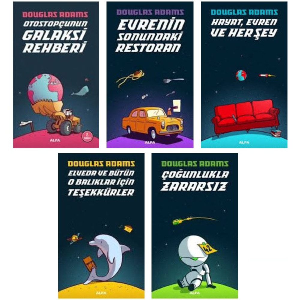 Otostopçunun Galaksi Rehberi 5 Kitap Set Douglas Adams (Evrenin Sonundaki Restoran, Hayat Evren ve Her Şey, Elveda ve Bütün O Balıklar Için Teşekkü... Bilim Kurgu & Fantastik Fiyatı